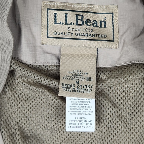 LL Bean Vest Mens M Beige Fly Fishing Ripstop Crop Short Angler Safari Hunting - Picture 7 of 7